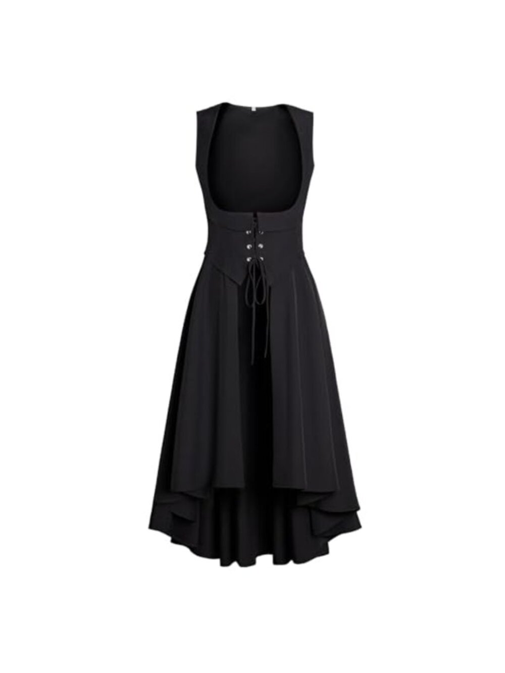 Renaissance Peasant Dress High Low Sleeveless Costume with Pockets
